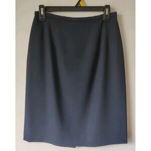 Talbots Women's Pencil Skirt Navy Blue 100% Wool Slit Zip In Back Size 8 Vintage